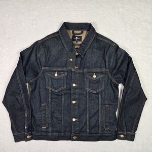7 for all Mankind Men Medium Japanese Fabric Denim Perfect Jacket Walk the Truck